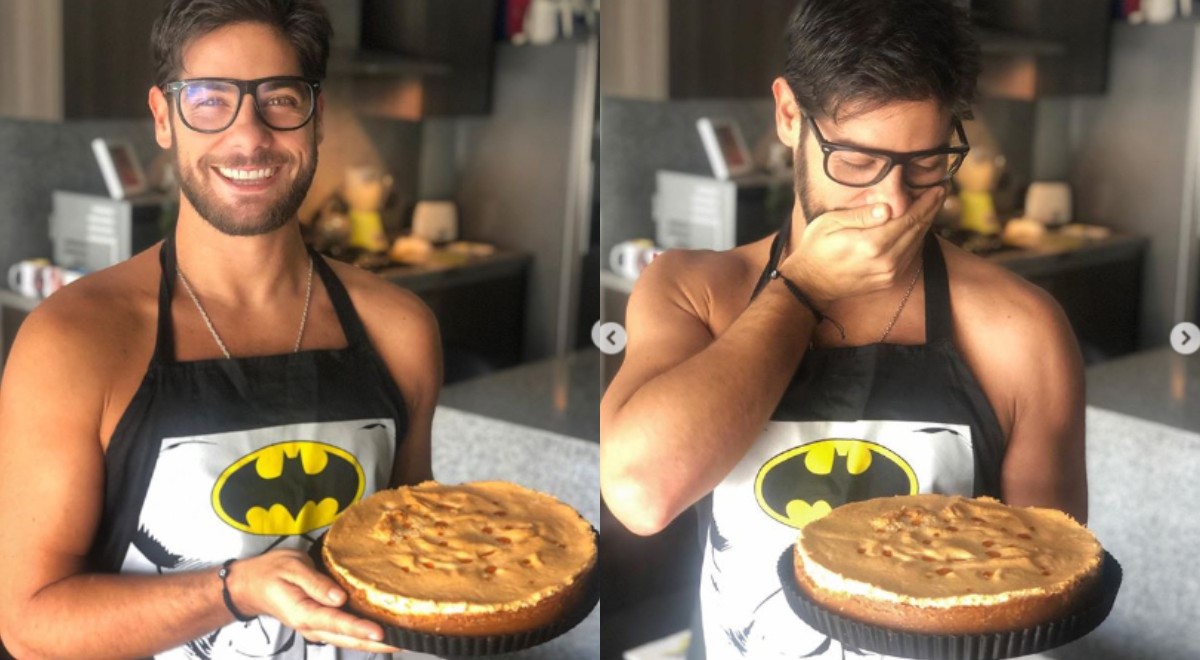 Andres Wiese con la torta tres leches de la discordia. Andres Wiese con la torta tres leches de la discordia.