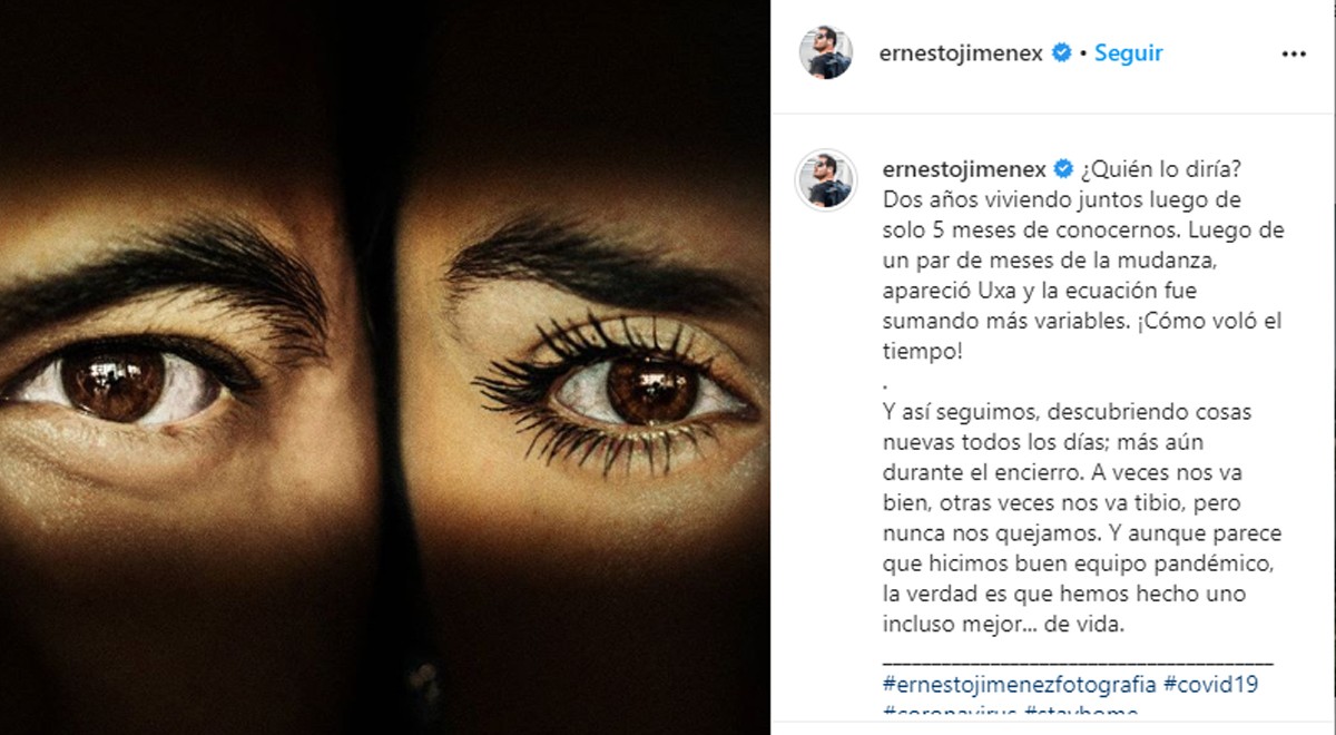 Ernesto Jiménez y Antonella Bacco celebran dos años juntos y lo demuestran con tiernas fotos. (Instagram)   