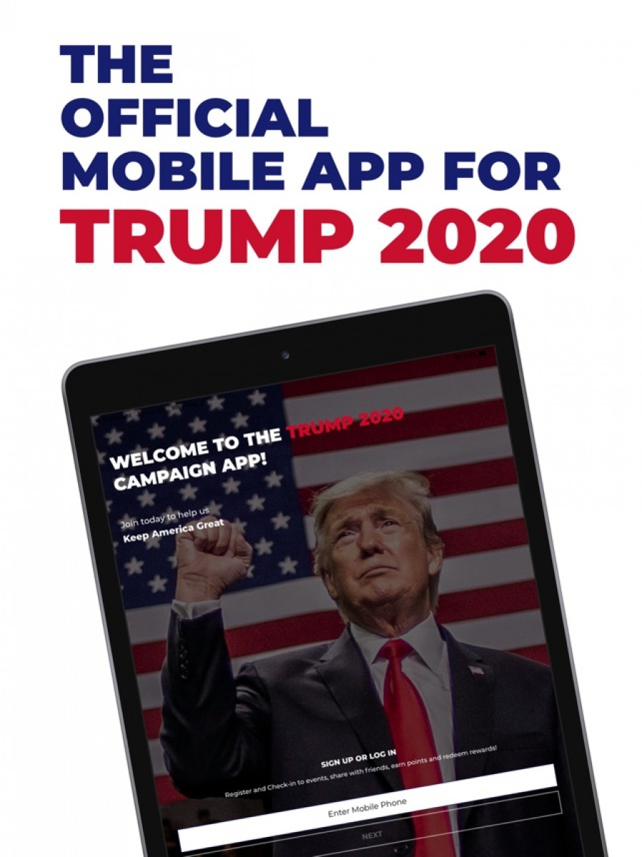 <em> Aplicación de campaña Donald Trump</em>. <em> Aplicación de campaña Donald Trump</em>.