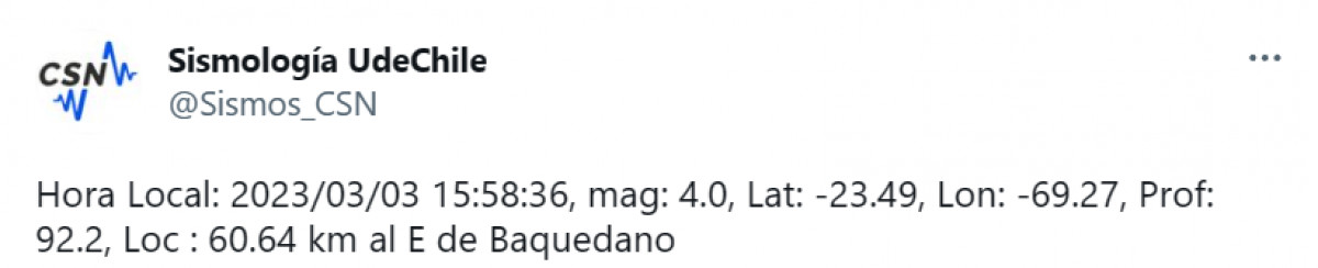 Chile sismo hoy