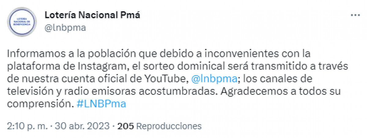Sorteo Dominical de la Lotería de Panamá hoy, 30 de abril. Foto: Lotería Nacional Pmá.