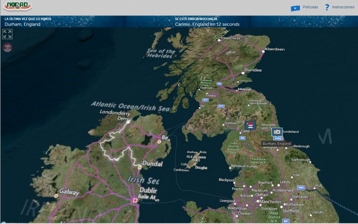 Santa Claus llegó a Inglaterra. Foto: Norad.