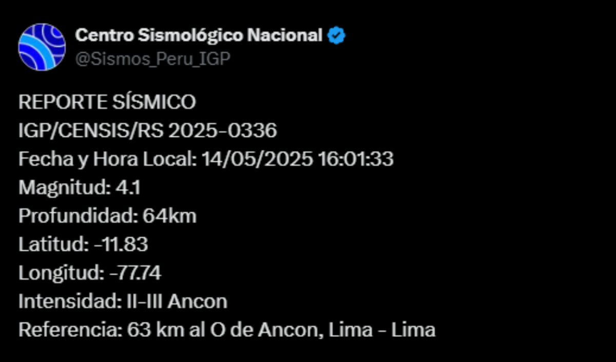 Temblor en Lima, según IGP. Foto: IGP