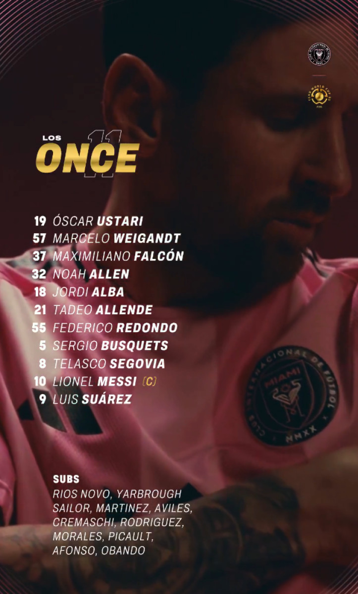 Alineación titular de Inter Miami ante PSG.