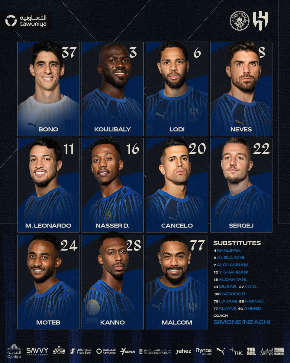 Alineación titular de Al Hilal ante Manchester City.