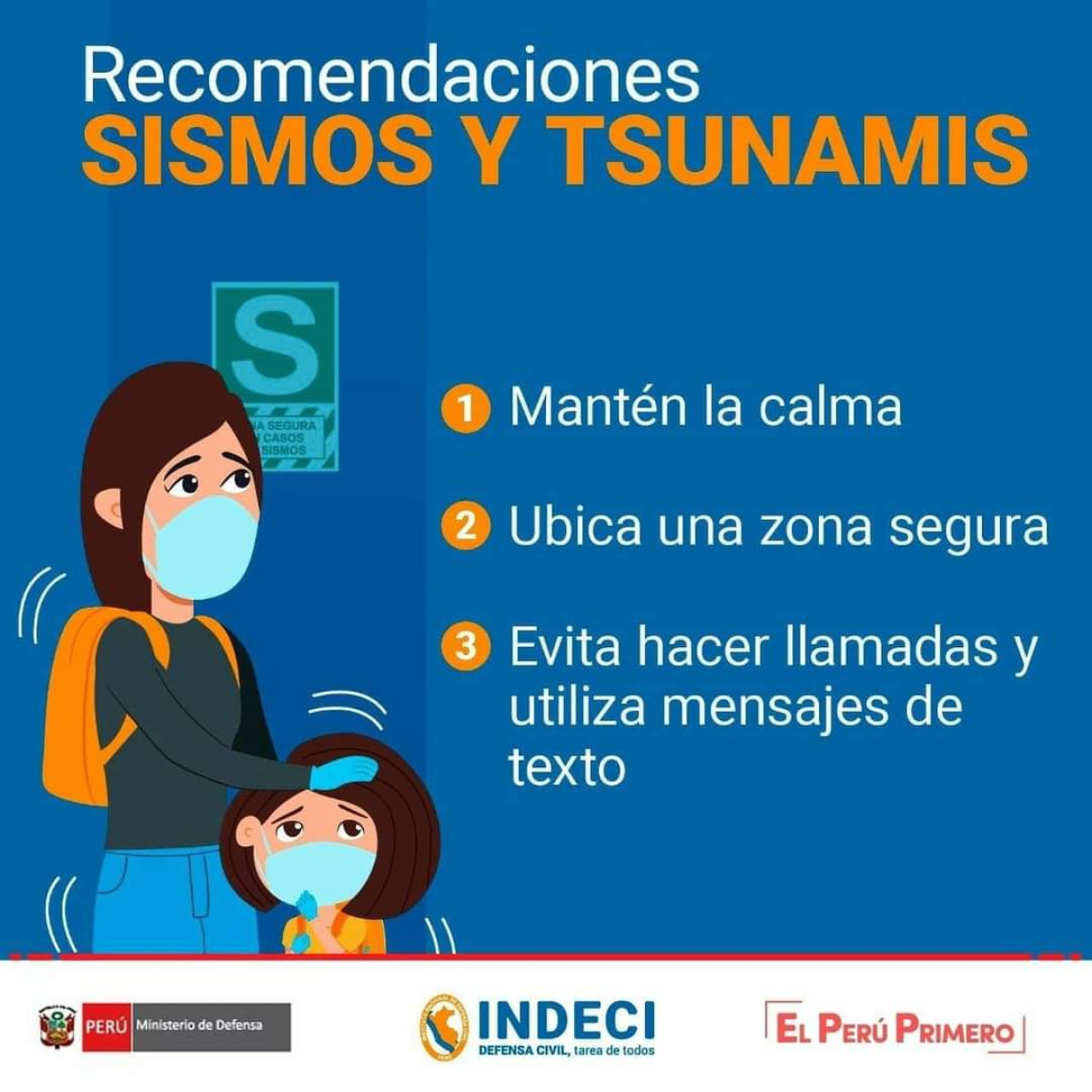 Recomendaciones ante un sismo o tsunami. Foto: Indeci. 