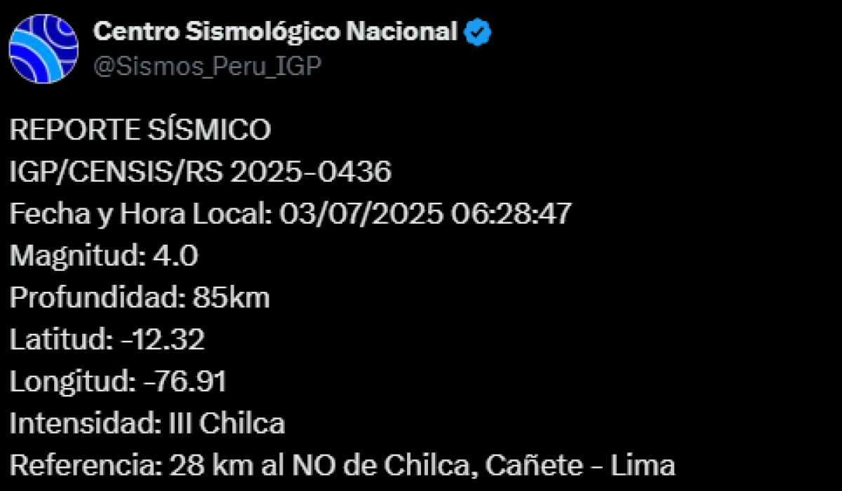 temblor en Cañete