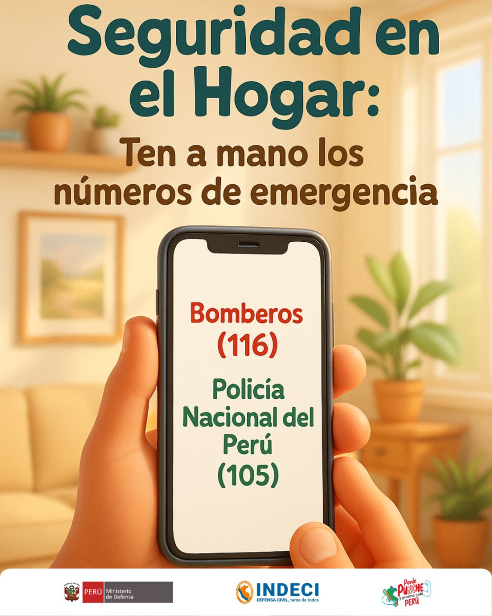 Imagen con números de emergencia. Foto: Indeci. 