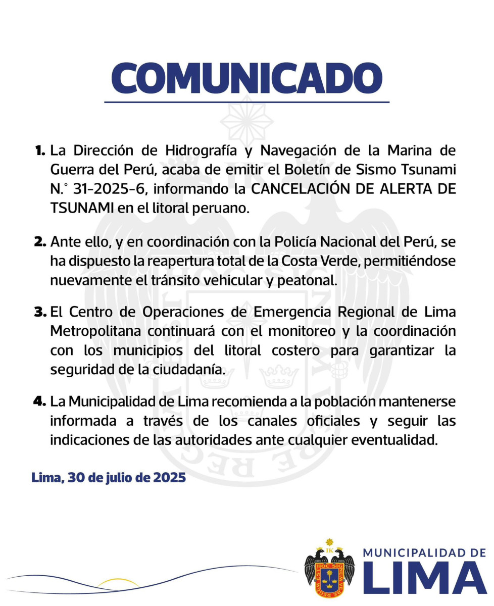 Comunicado de la MML.