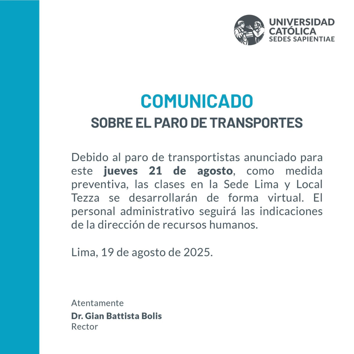 Universidad paro de transportistas