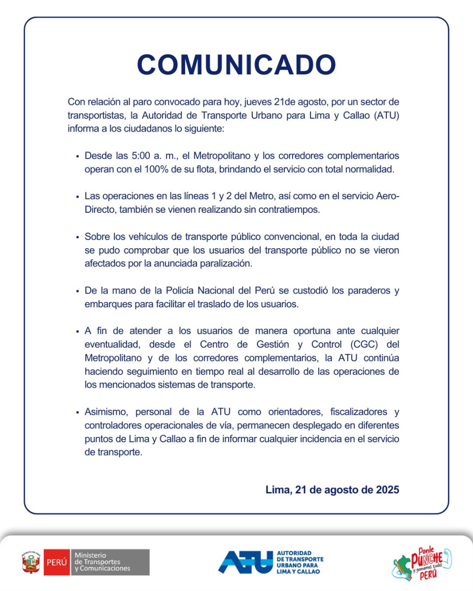 paro de transporte ATU