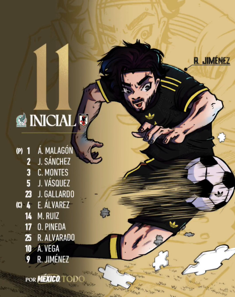 Alineación titular de México ante Japón.