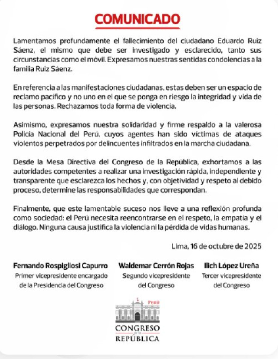 Comunicado del Congreso