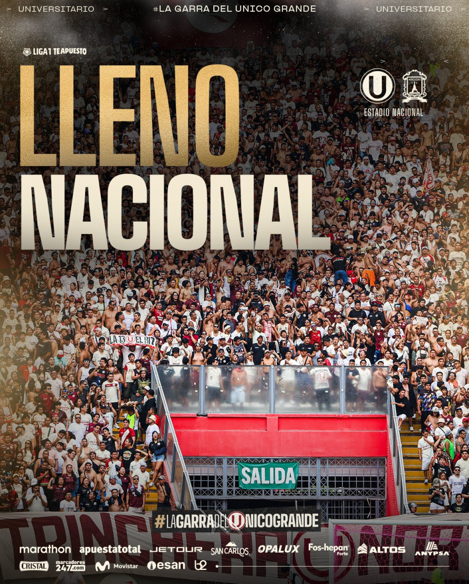 Universitario anunció lleno completo del Estadio Nacional para partido ante Ayacucho FC.