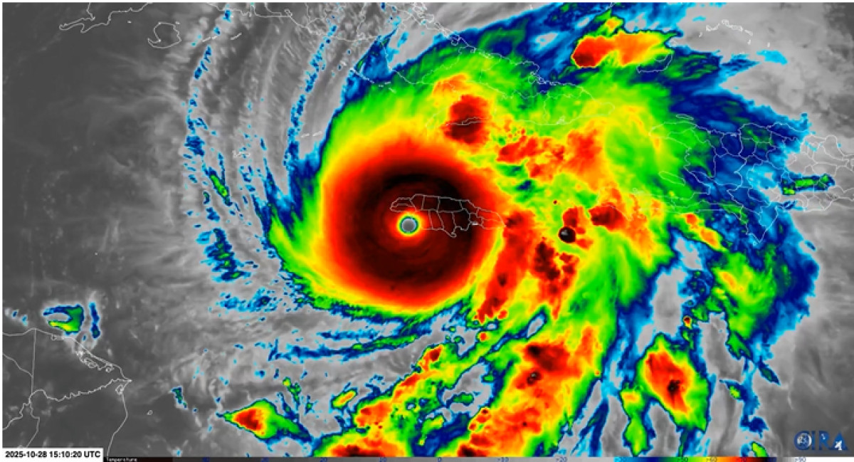 Huracán Melissa tocando tierra en Jamaica