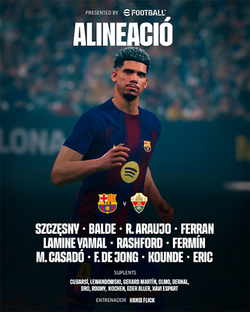 Alineación Barcelona vs Elche