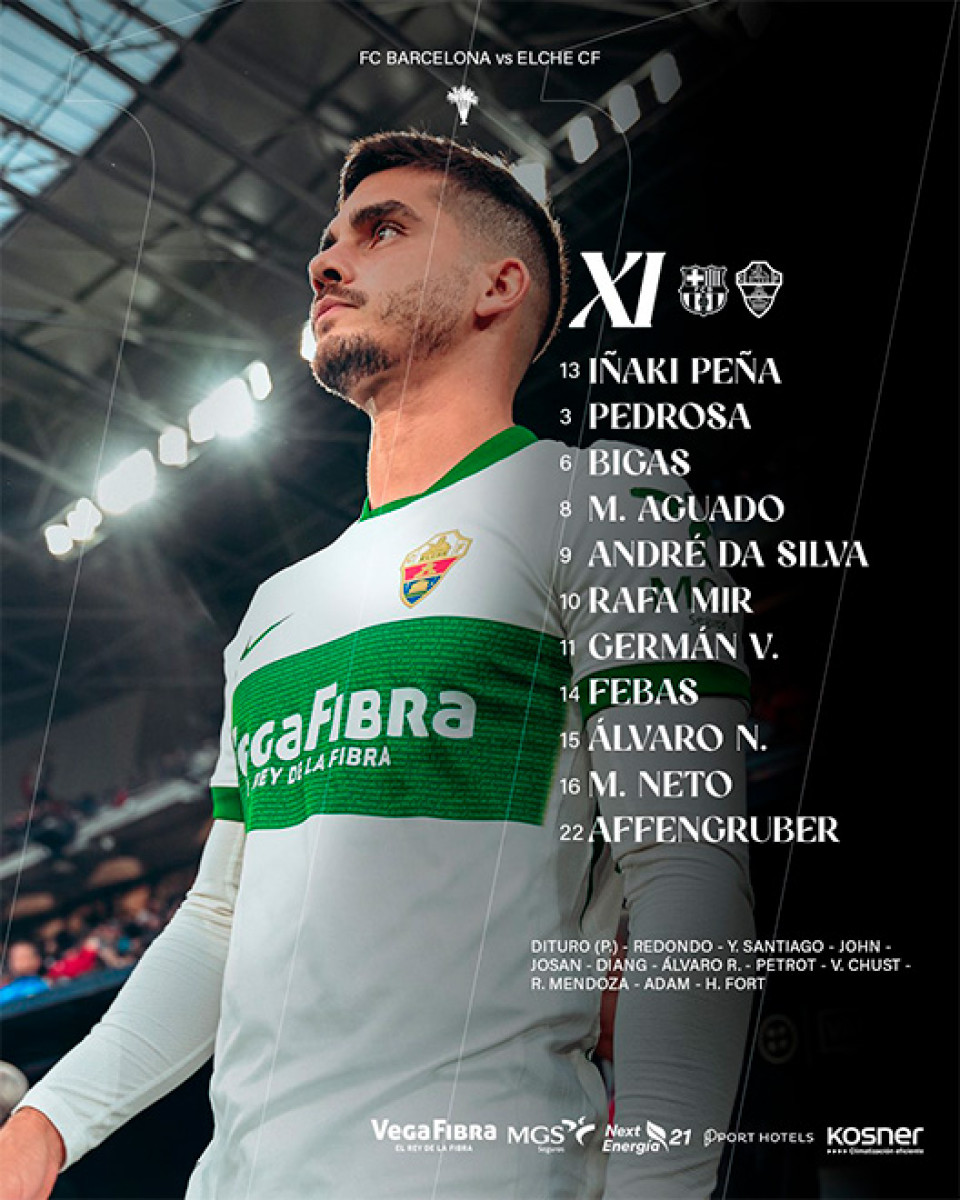 Alineación del Elche vs Barcelona