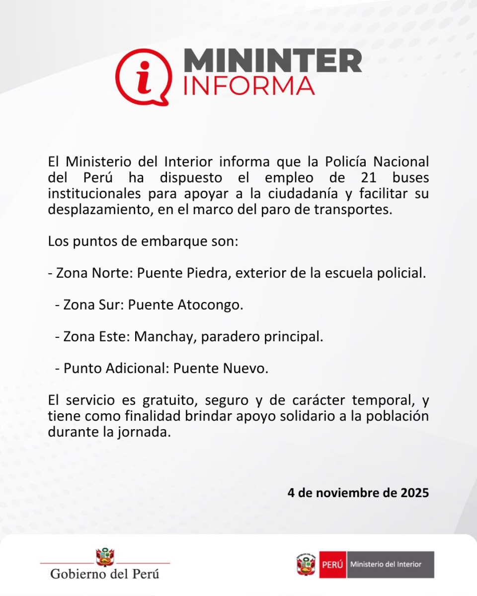 Comunicado del Ministerio del Interior.