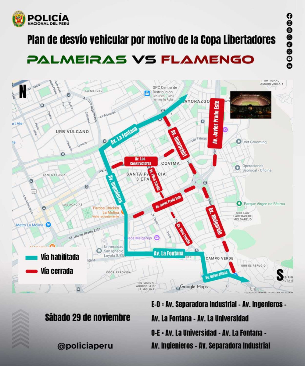 Plan de desvío por final de Copa Libertadores