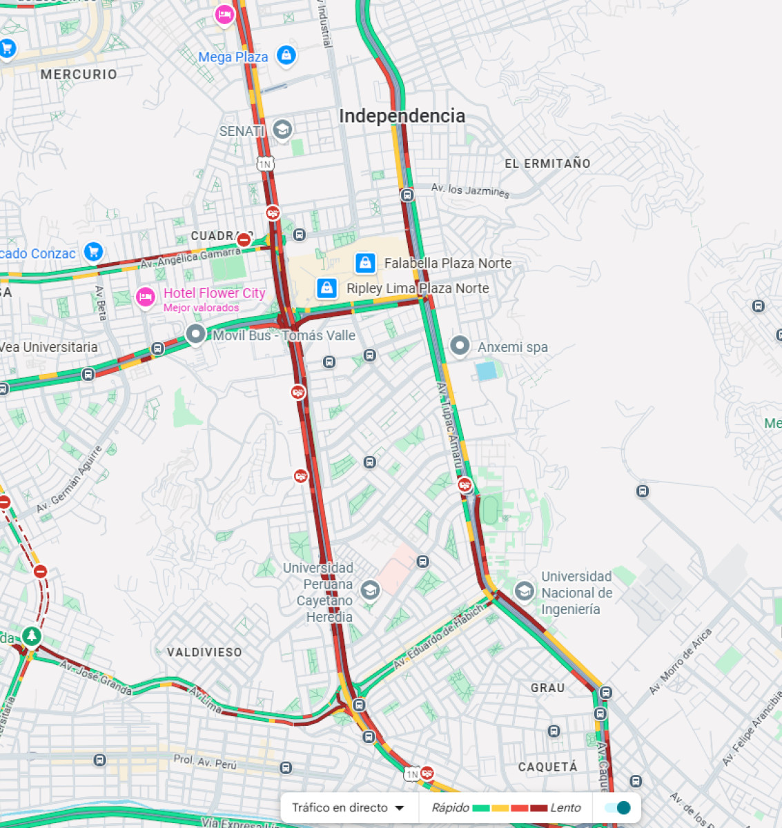 Alto tráfico en Lima Norte.