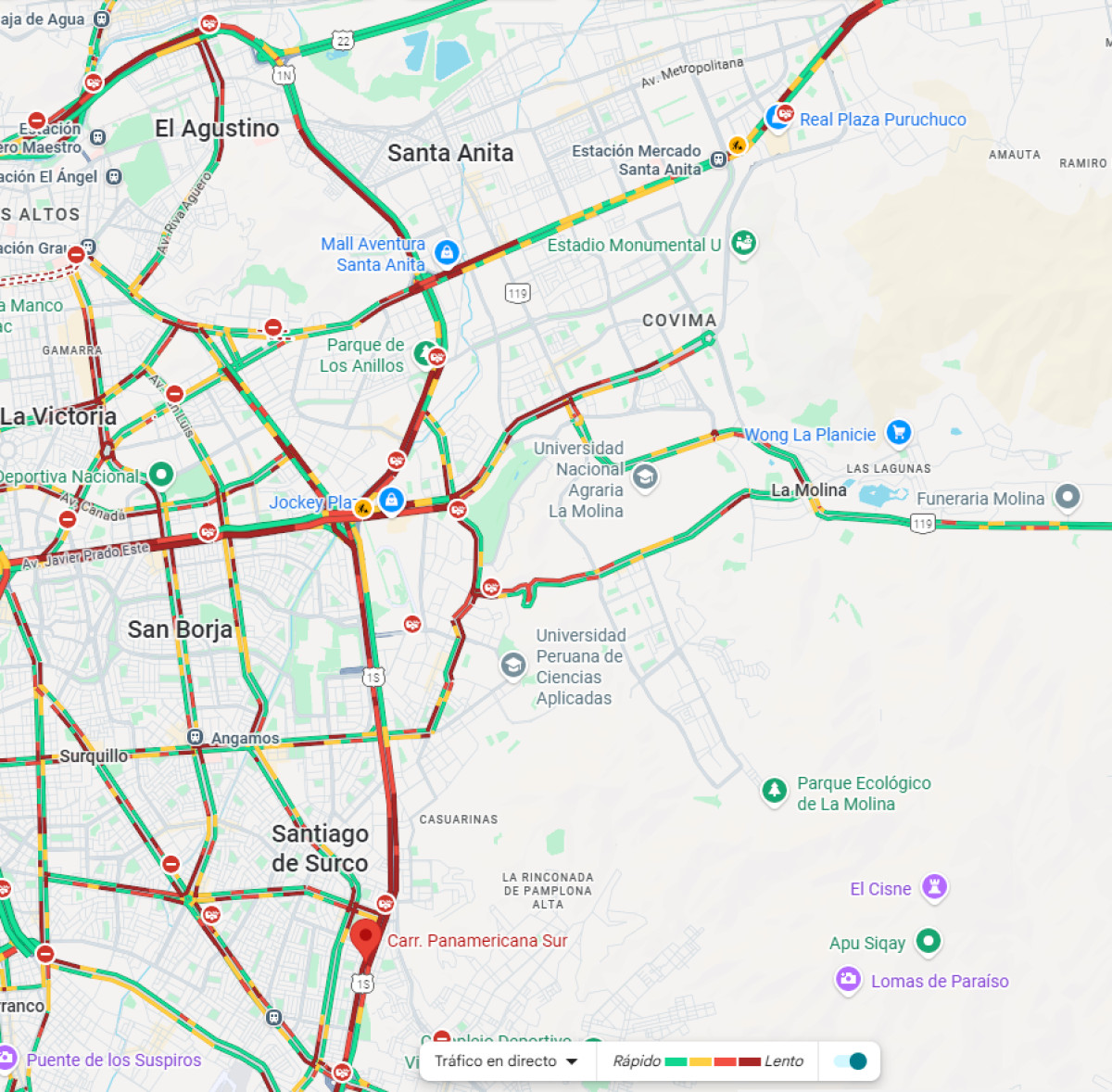 Congestión vehicular en la Panamericana sur.