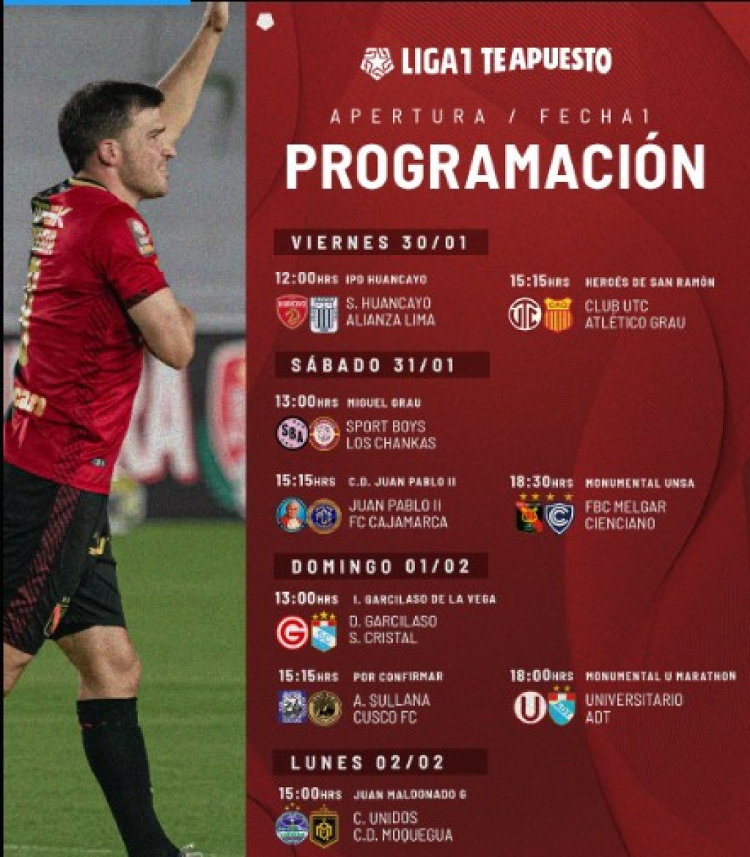 Programación oficial de la Liga 1 2026