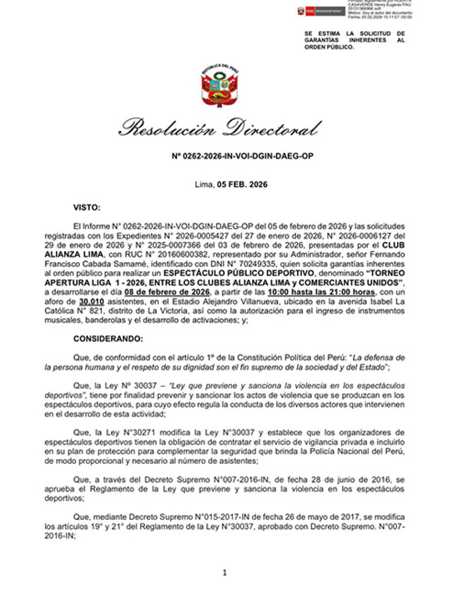 Alianza Lima vs Comerciantes Unidos