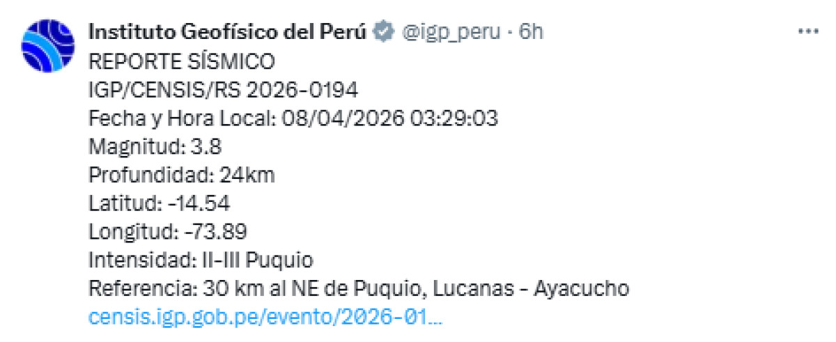 Temblor Perú
