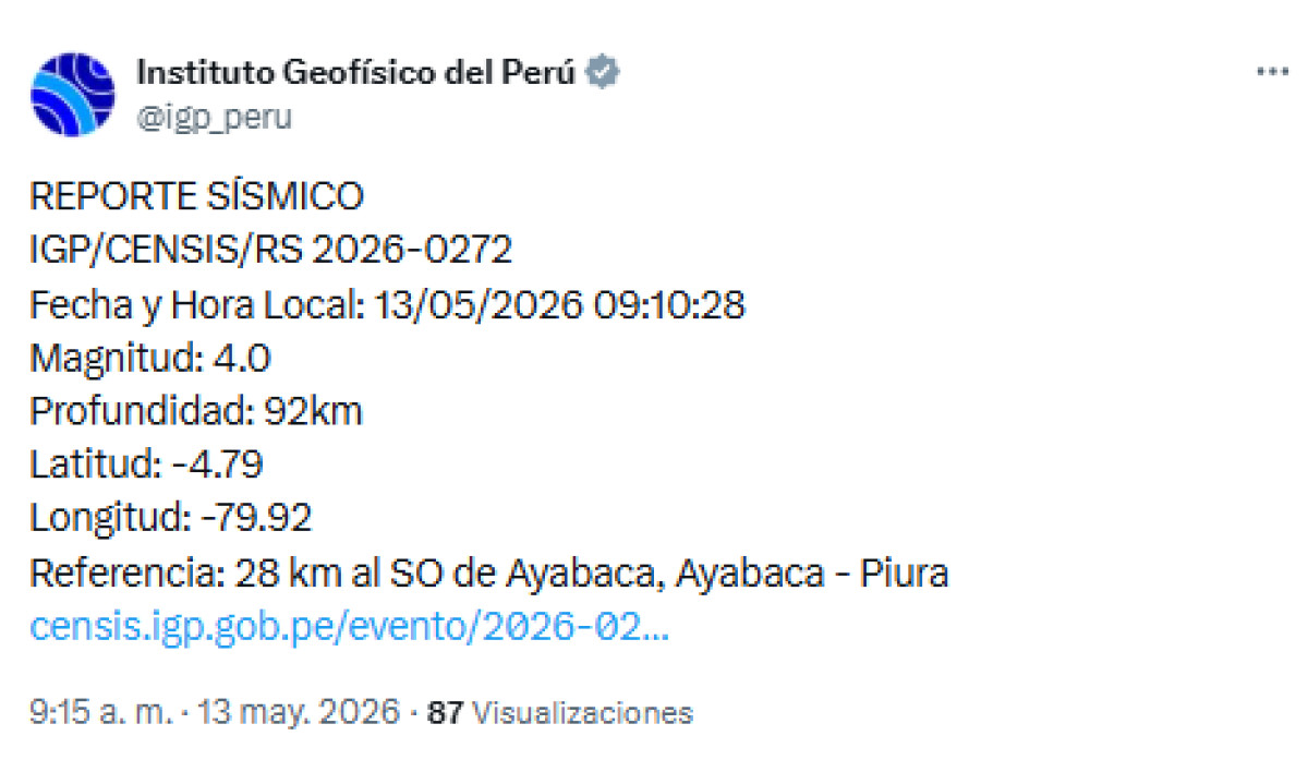 Temblor Perú