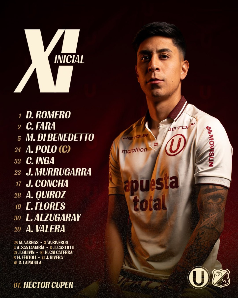 Universitario vs Millonarios alineaciones