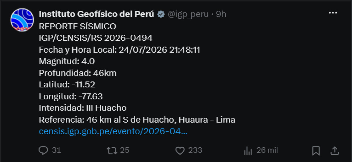 Sismo en Lima