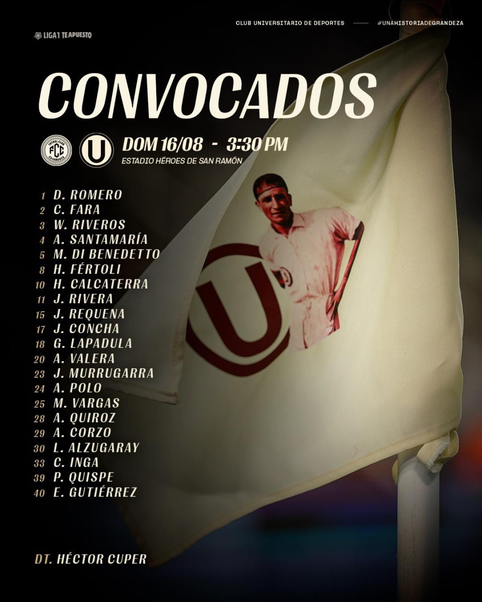 Los elegidos por Héctor Cúper para el partido en Cajamarca.