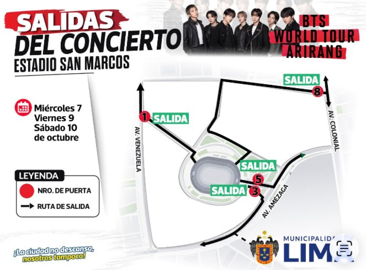 Salidas del Estadio San Marcos para el concierto de BTS