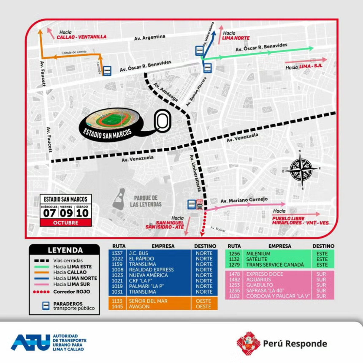 Rutas de los 80 buses para los fans que asistirán a los conciertos de BTS en San Marcos